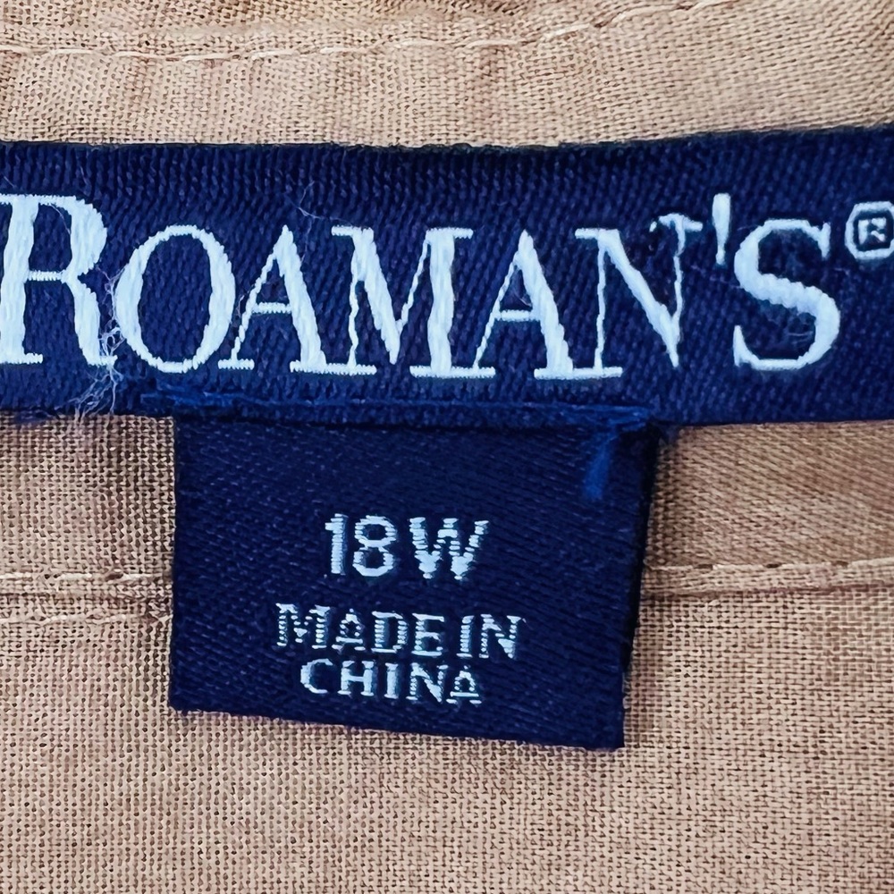 Roaman’s poplin tan 100% cotton button down shirt - Picture 6 of 7